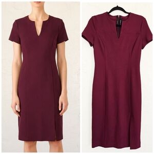 Yigal Azrouel Structured Maroon Slit Dress, 8
